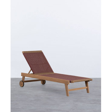 Pack of 2 Mirle Acacia Wood and Rope Loungers with Wheels Red Tinto - The Masie