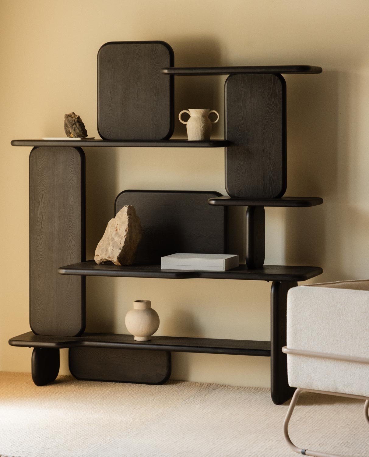 Bookcase with Desk made of Pine Wood and Elm Wood (175x60 cm) Esther, gallery image 2