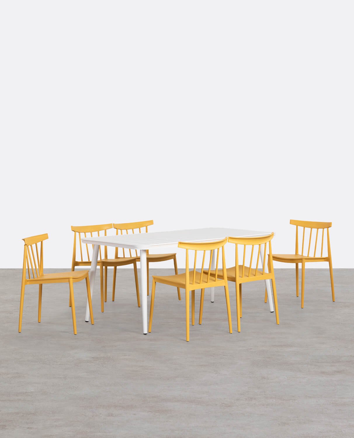 Rectangular Aluminum Table Set Cancun and 6 Sunty Outdoor Polypropylene Chairs, gallery image 1