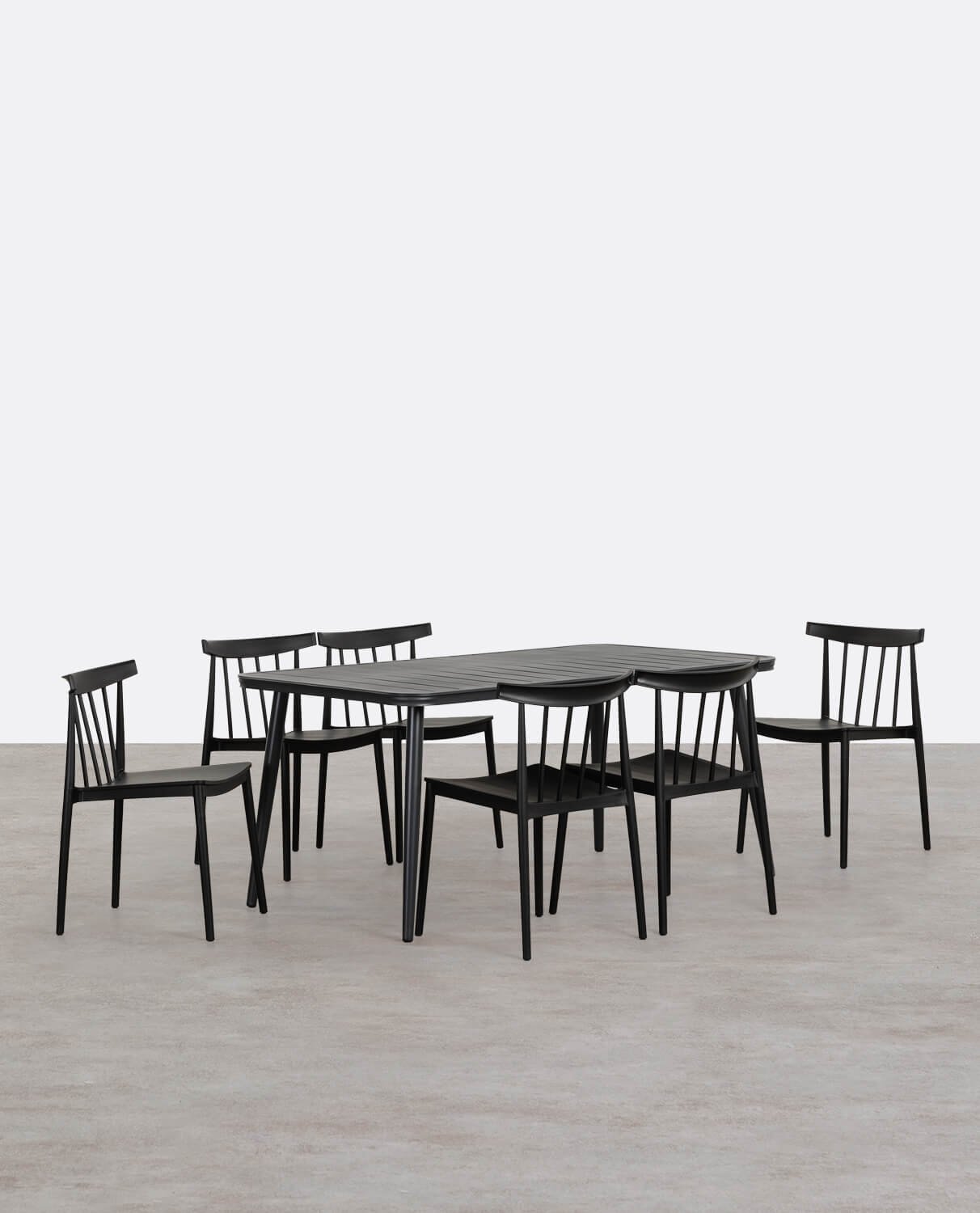 Cancun Rectangular Aluminum Table Set (160x90 cm) and 6 Sunty Outdoor Polypropylene Chairs, gallery image 1