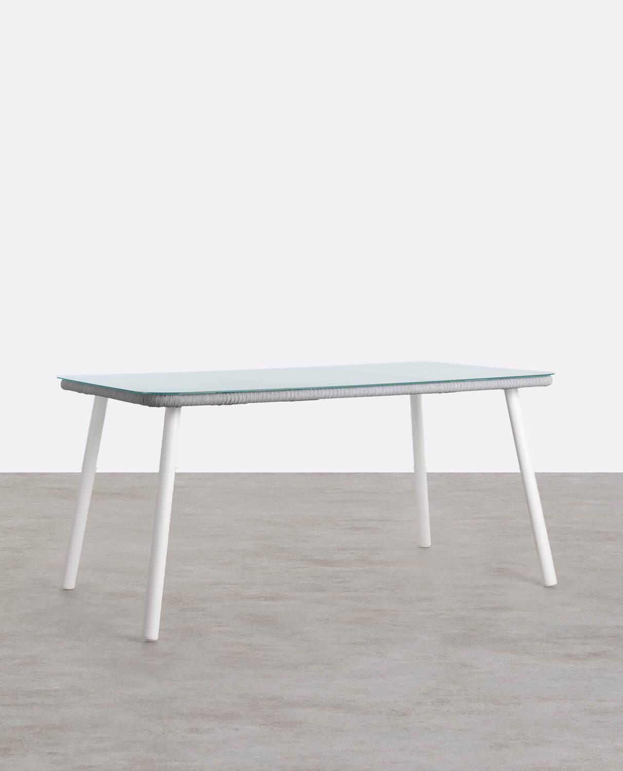 Rectangular Aluminium and Glass Dining Table (160x90 cm) Drian, gallery image 1