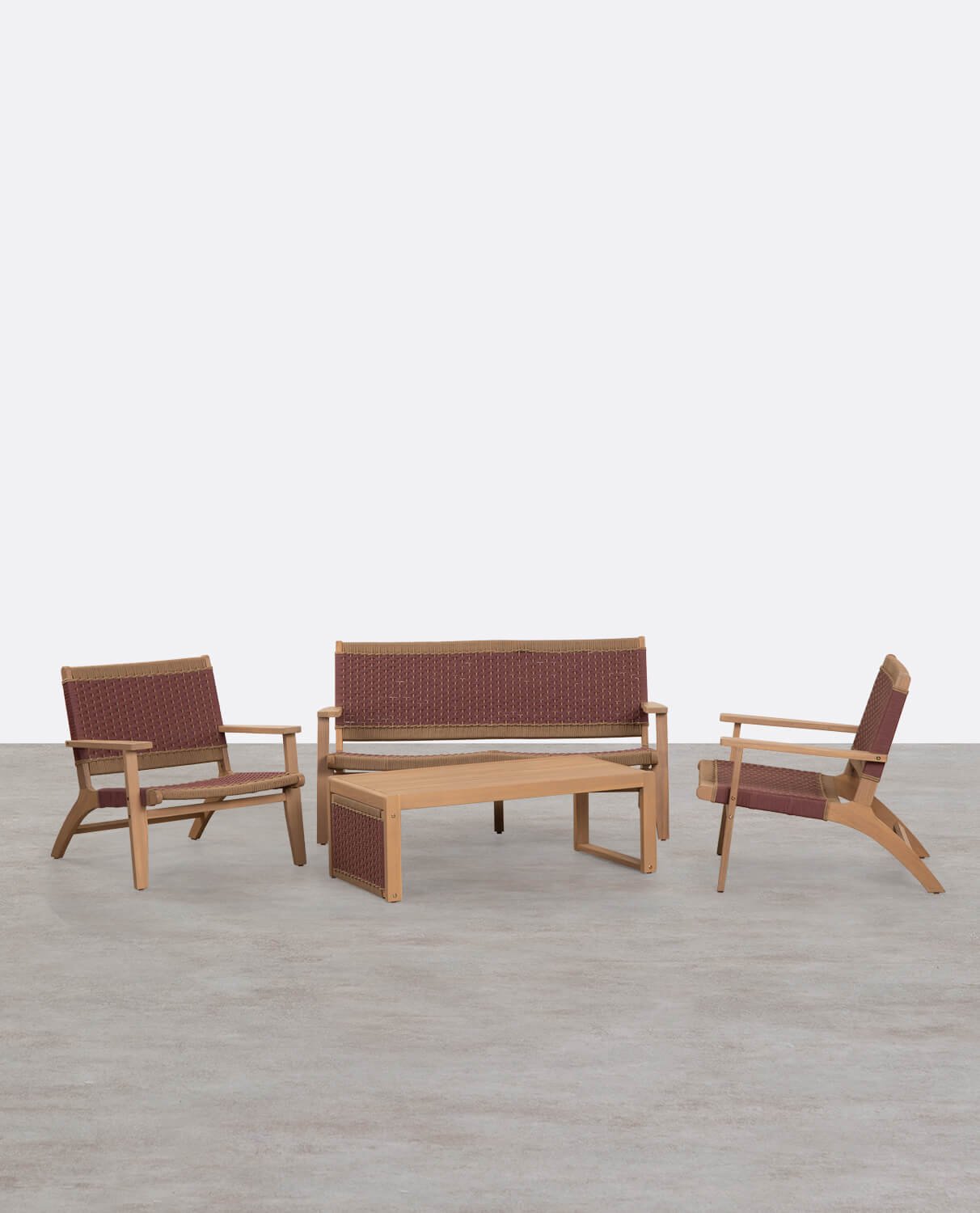 Acacia Wood and Rope Garden Set Mirle, gallery image 1