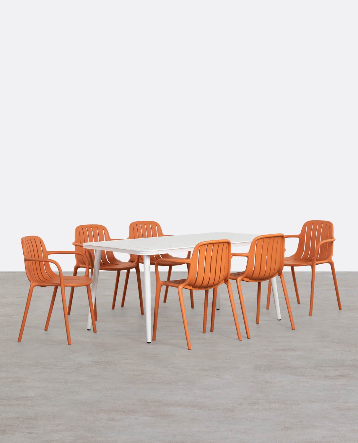 Cancun Rectangular Aluminum Table Set and 6 Polypropylene Outdoor Chairs Brand, gallery image 1