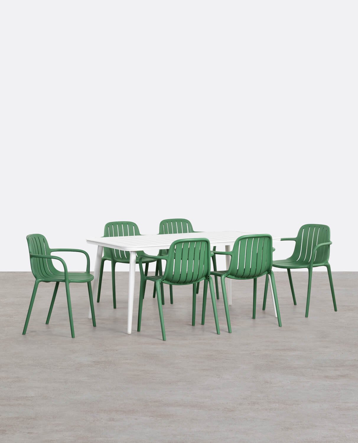 Cancun Rectangular Aluminum Table Set and 6 Polypropylene Outdoor Chairs Brand, gallery image 1