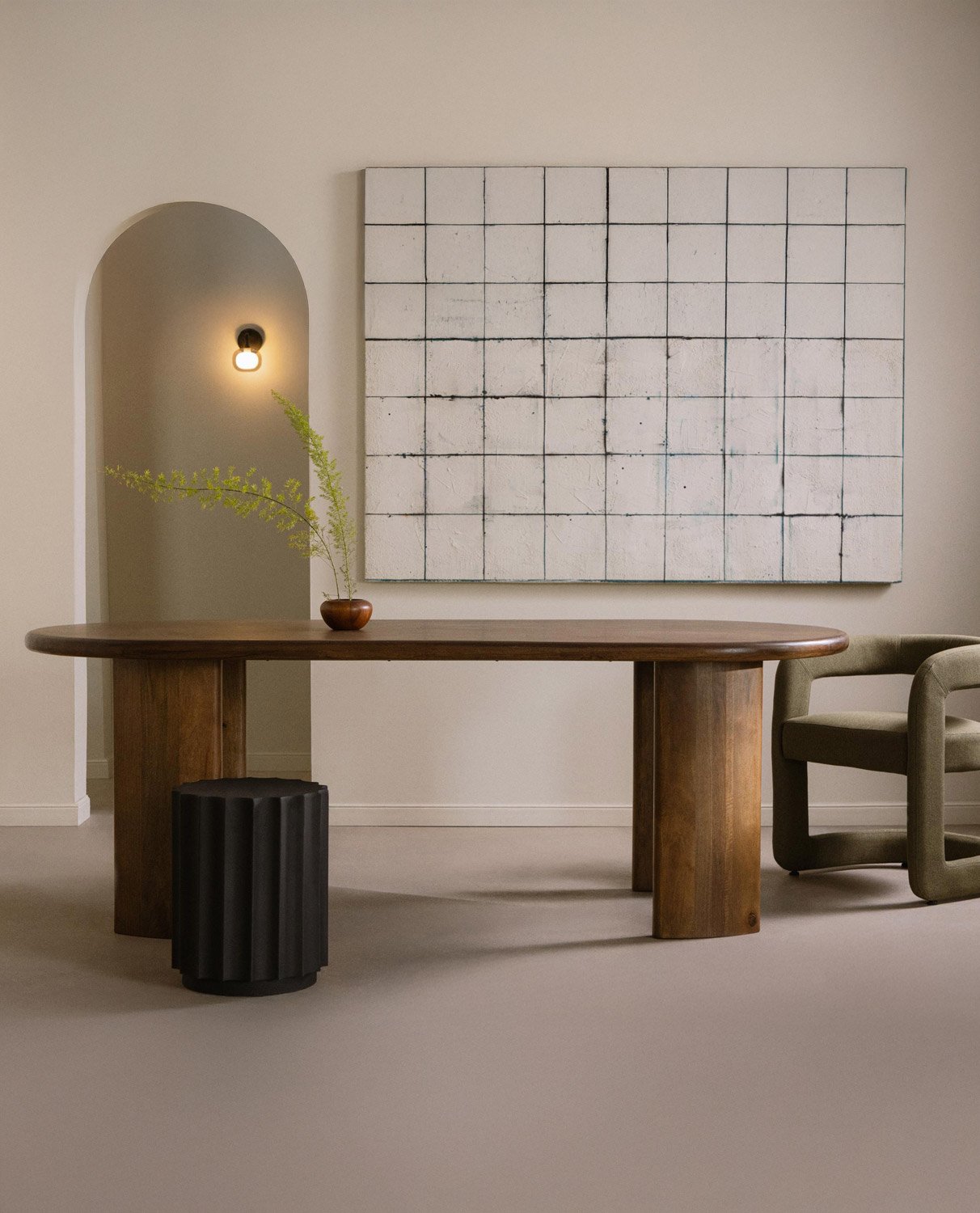 Oval Mango Wood Dining Table (220x100 cm) Leno, gallery image 2