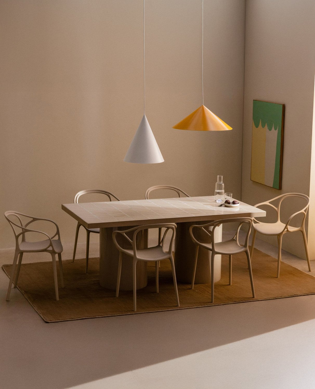 Erbra Rectangular Dining Table Set with Zafiro Ceramic and 6 Polypropylene Chairs, gallery image 2