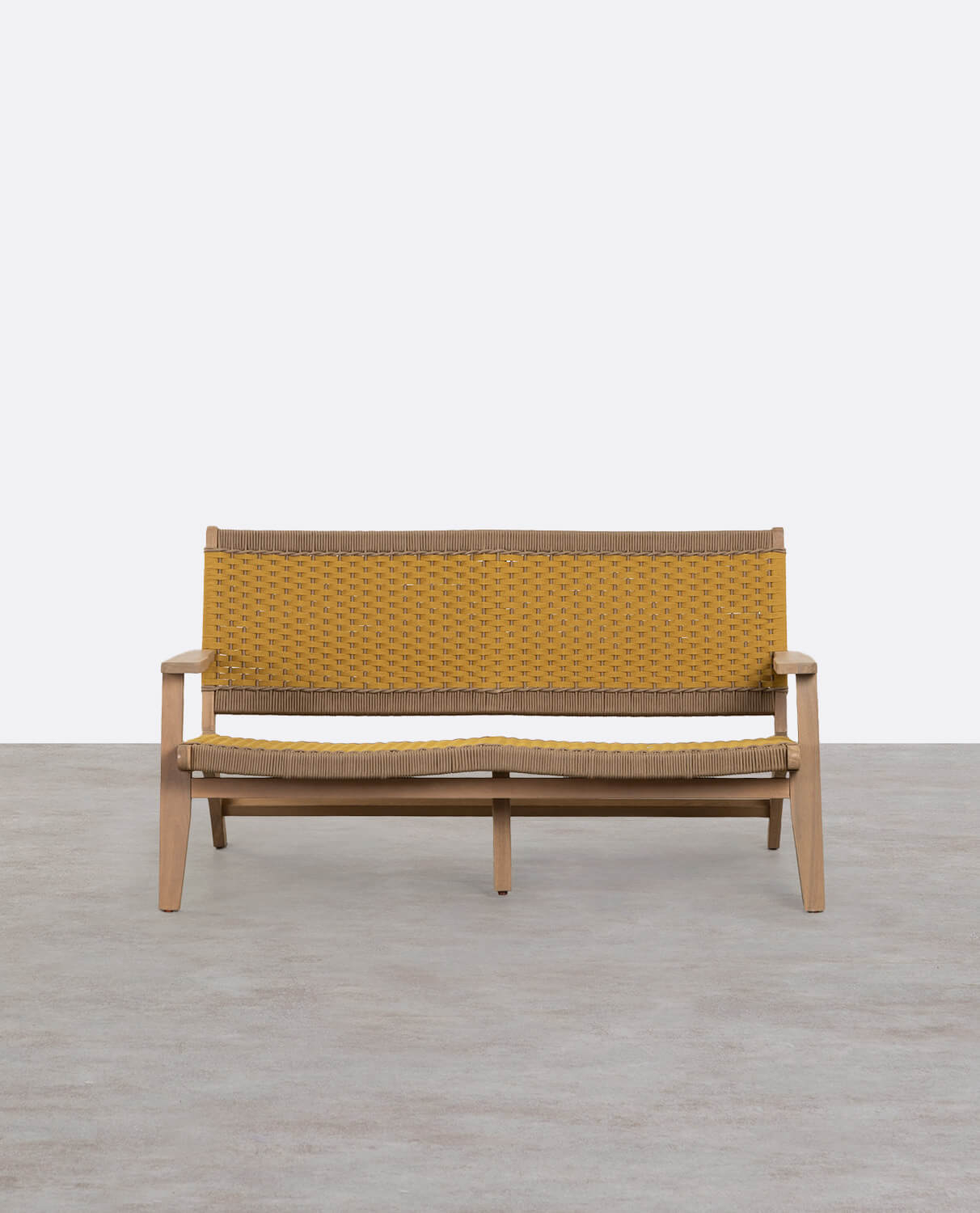 Mirle Acacia Wood and Rope 2-Seater Garden Sofa, gallery image 1
