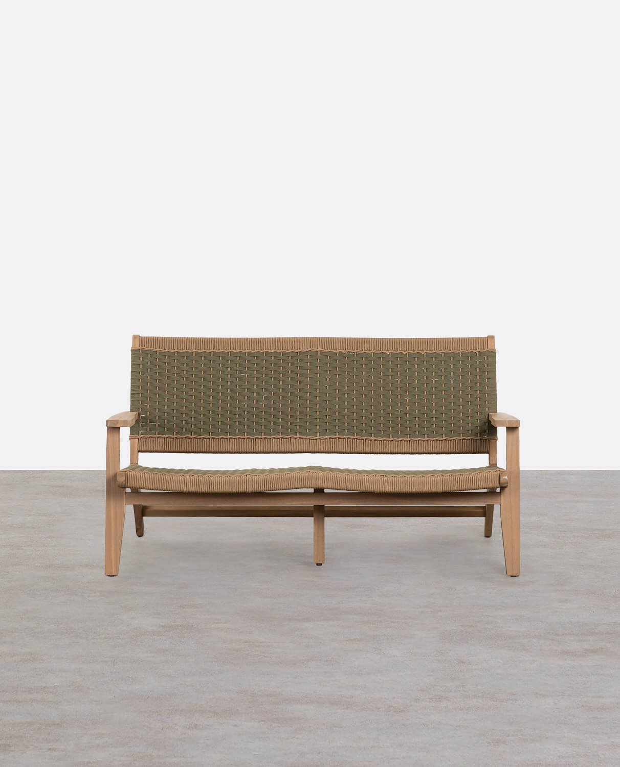 Mirle Acacia Wood and Rope 2-Seater Garden Sofa, gallery image 1
