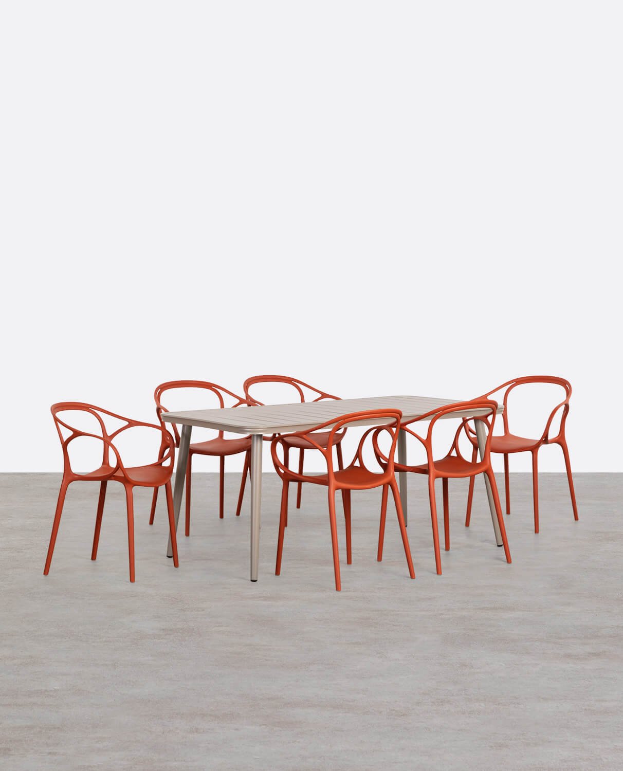 Cancun Rectangular Aluminum Table Set (160x90 cm) and 6 Erbra Outdoor Polypropylene Chairs, gallery image 1