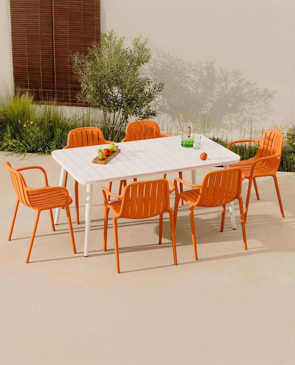 Cancun Rectangular Aluminum Table Set and 6 Polypropylene Outdoor Chairs Brand, gallery image 2