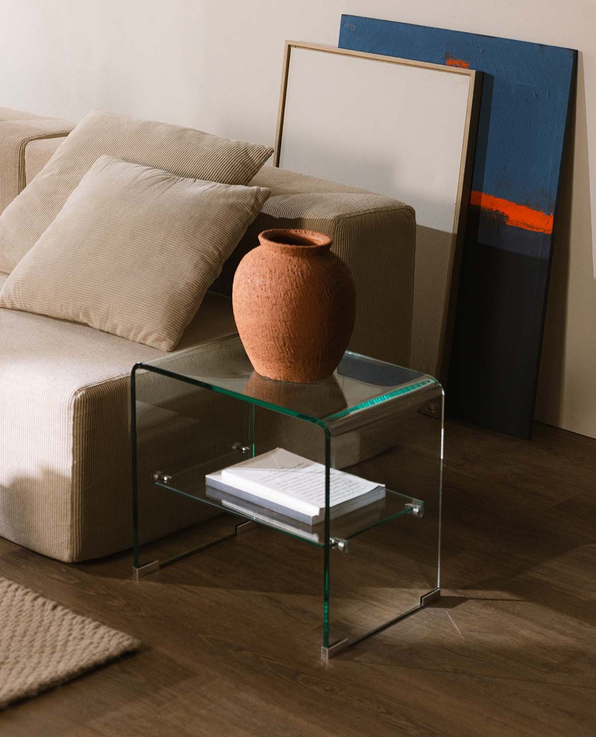 Rectangular Tempered Glass Side Table (47x36 cm) Endil, gallery image 3