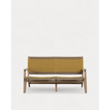 Mirle Acacia Wood and Rope 2-Seater Garden Sofa Yellow Curry - The Masie
