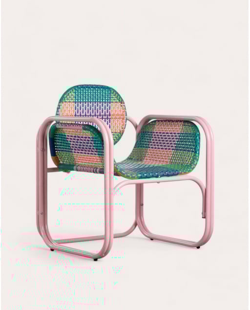 Armchair with Aluminium and Synthetic Rattan Armrests Emba Studio