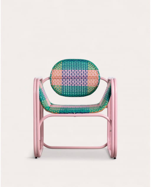 Armchair with Aluminium and Synthetic Rattan Armrests Emba Studio