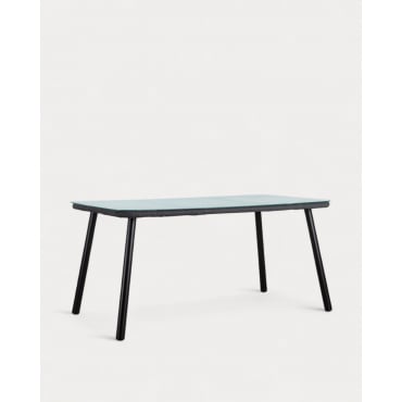 Rectangular Aluminium and Glass Dining Table (160x90 cm) Drian Black and Medium Grey - The Masie