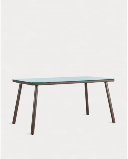 Rectangular Aluminium and Glass Dining Table (160x90 cm) Drian