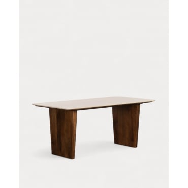 Egyptian Marble and Mango Wood Rectangular Dining Table (180x90 cm) Amatis Marble Egyptian Natural - The Masie