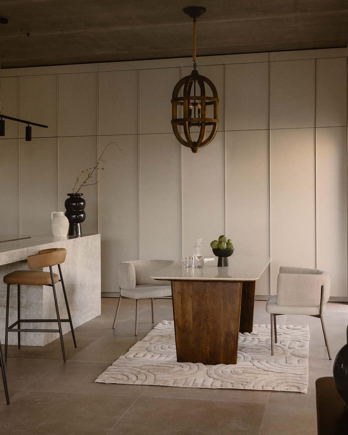 Egyptian Marble and Mango Wood Rectangular Dining Table (180x90 cm) Amatis, gallery image 2