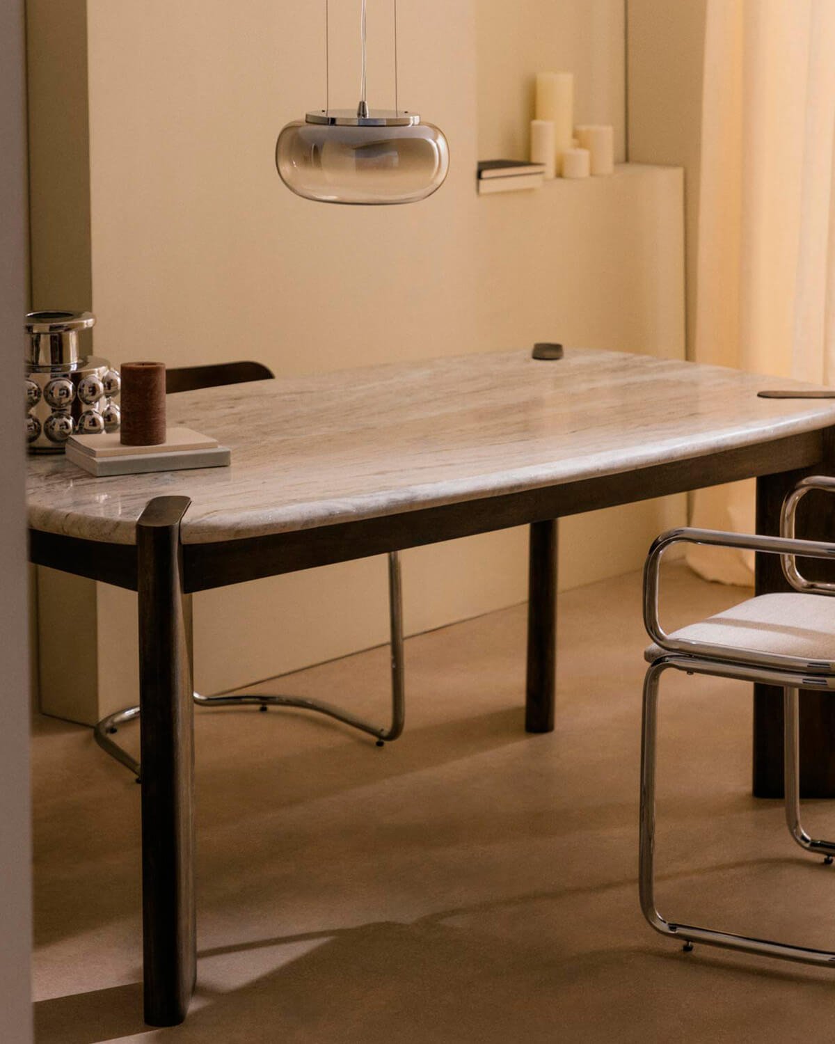 Rectangular Sawar Marble and Mango Wood Dining Table (180x99 cm) Edgar, gallery image 4492383