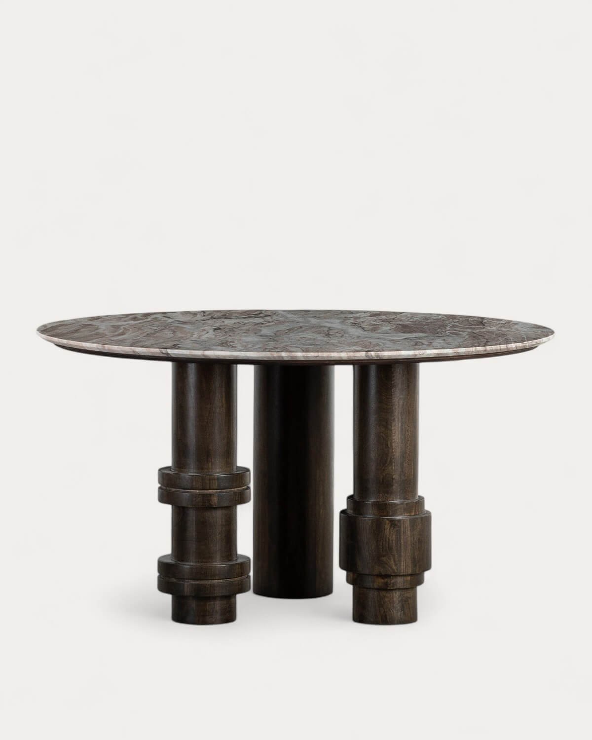 Round Sawar Marble and Mango Wood Dining Table (Ø140 cm) Atenas, gallery image 4