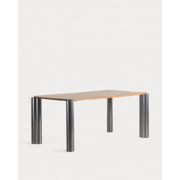 Rectangular Dining Table with Mango Wood Top (174x91 cm) Ethel Natural Mango & Brass - The Masie