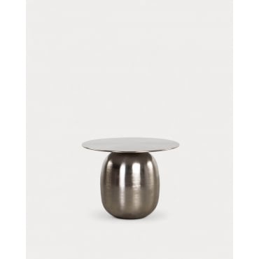 Round Metal Coffee Table (Ø66 cm) Saik Brushed Grey - The Masie