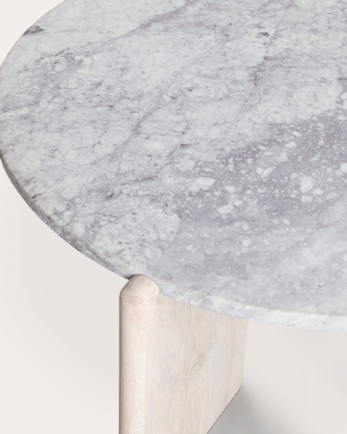 Round Mango Wood and Marble Coffee Table (Ø86 cm) Crecia, gallery image 3