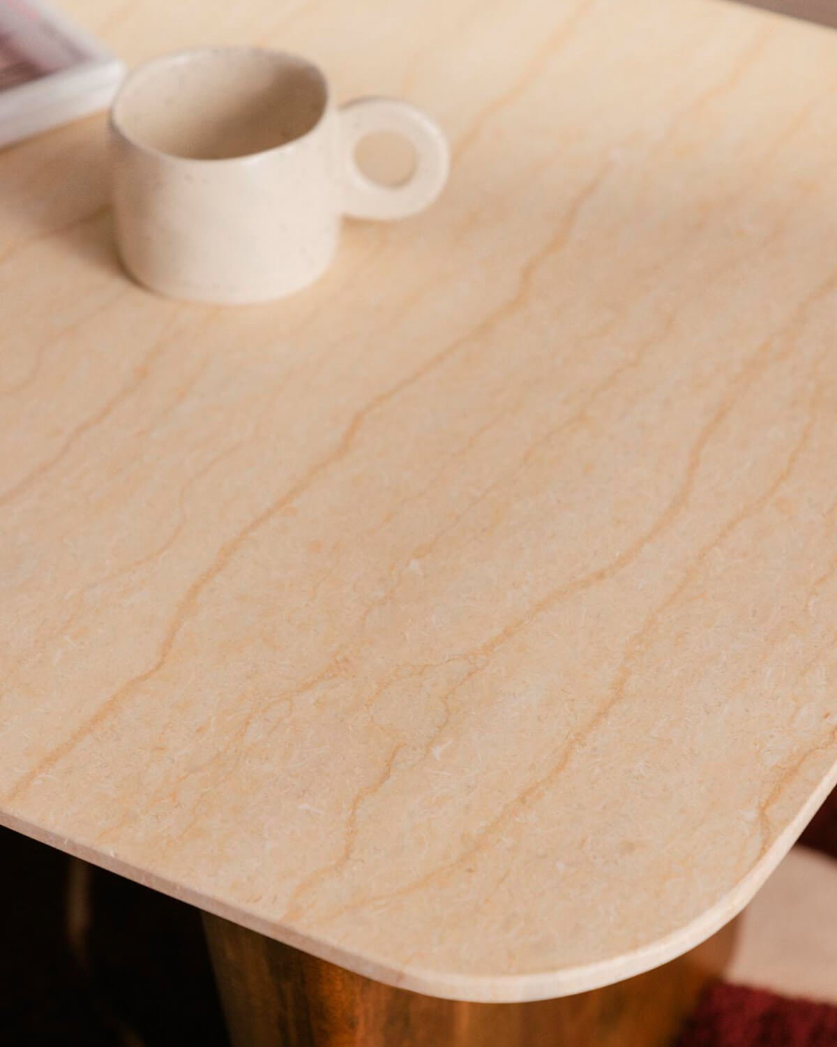 Egyptian Marble and Mango Wood Rectangular Coffee Table (120x60 cm) Amatis, gallery image 3