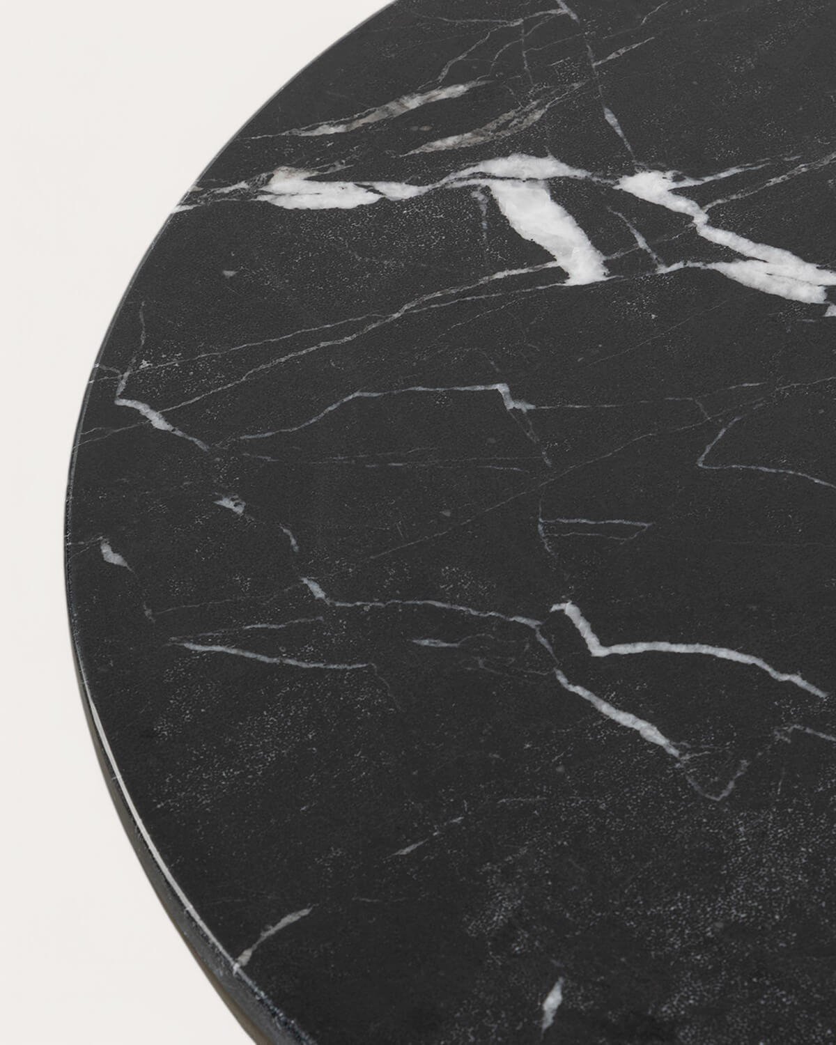 Round Coffee Table with Storage in Travertine Marble and Metal (Ø60 cm) Lefti, gallery image 5