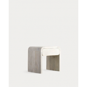 Side Table with Drawer in Mango Wood (61x45,5 cm) Vanile White Mango - The Masie