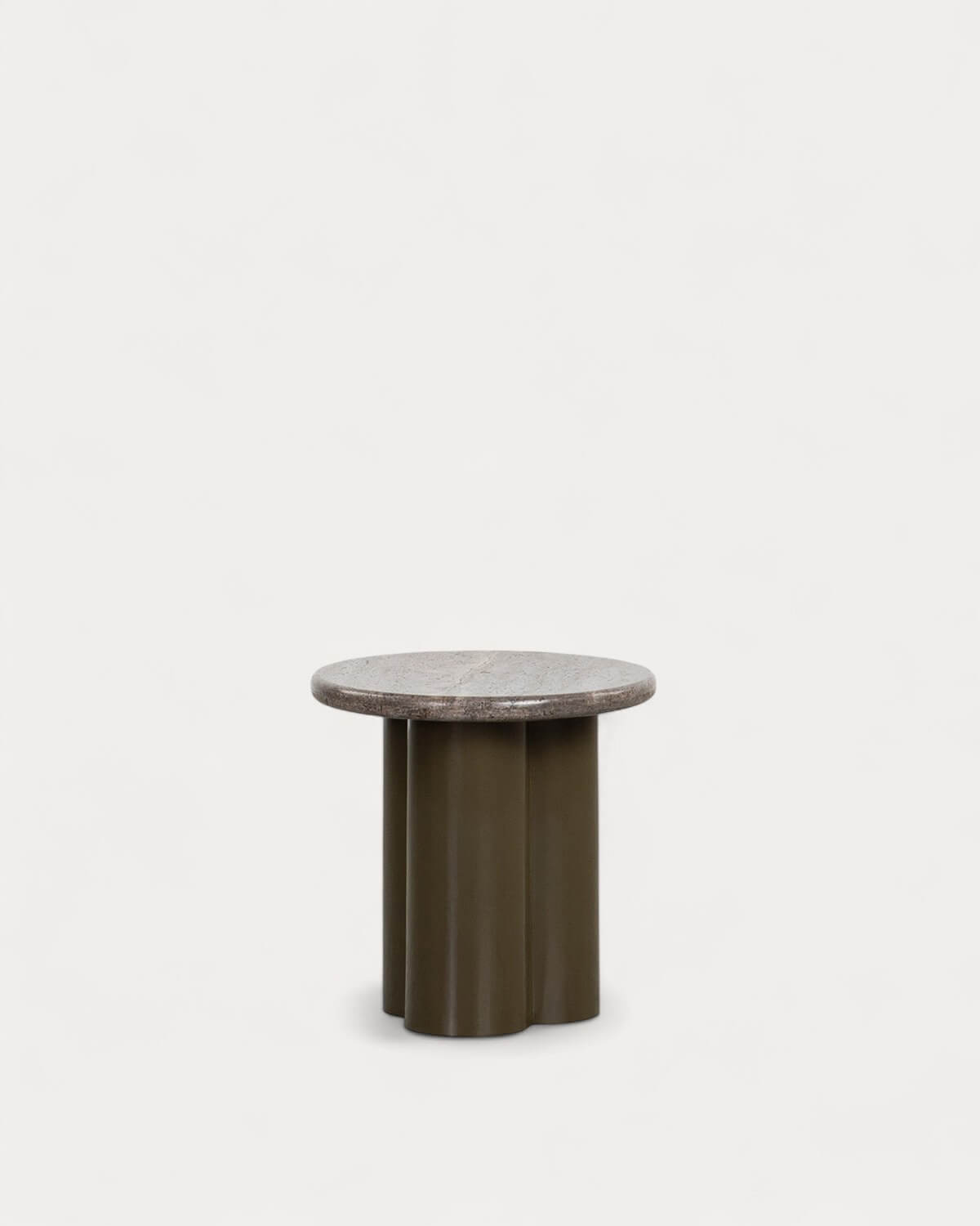 Round Travertine Marble and Metal Side Table (Ø40 cm) Trébolo, gallery image 4512060