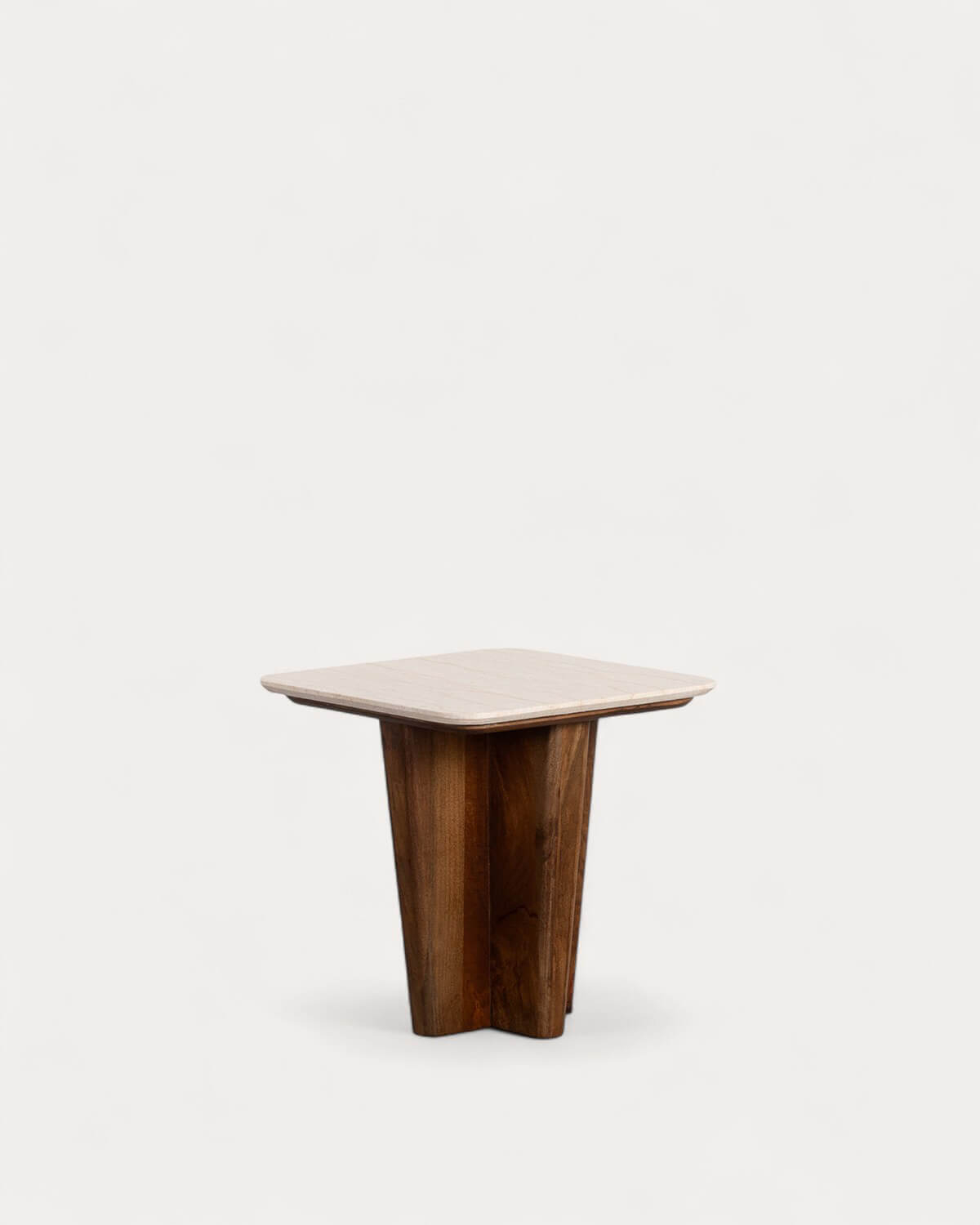 Square Side Table in Egyptian Marble and Mango Wood (50x50 cm) Amatis, gallery image 1