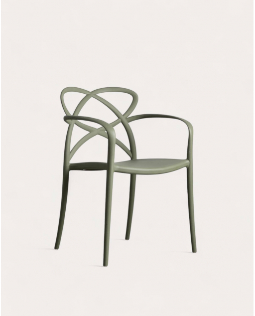 Polypropylene Dining Chair with Armrests Cielo - Greyish green