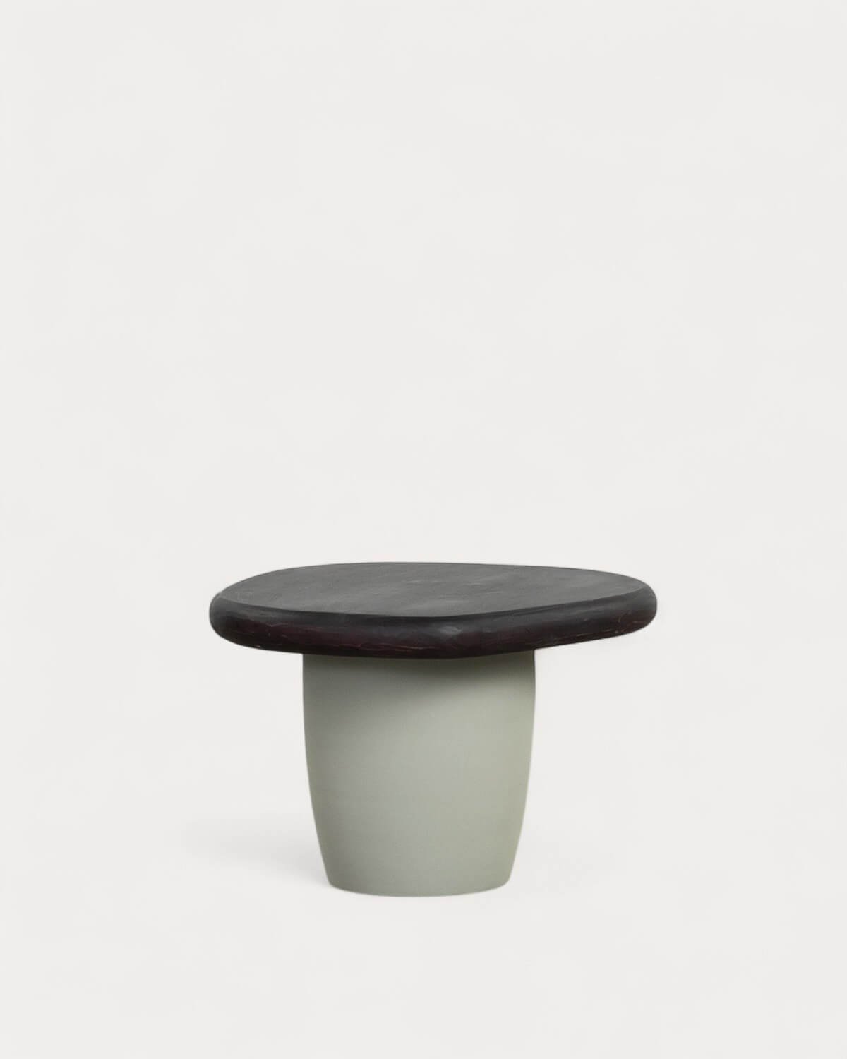 Oval Acacia Wood and Metal Side Table (59x58 cm) Brezo, gallery image 1