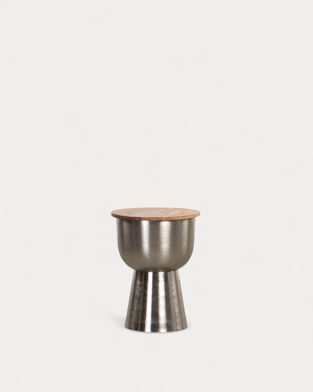 Round Acacia Wood and Metal Side Table (Ø43 cm) Binchi , gallery image 1