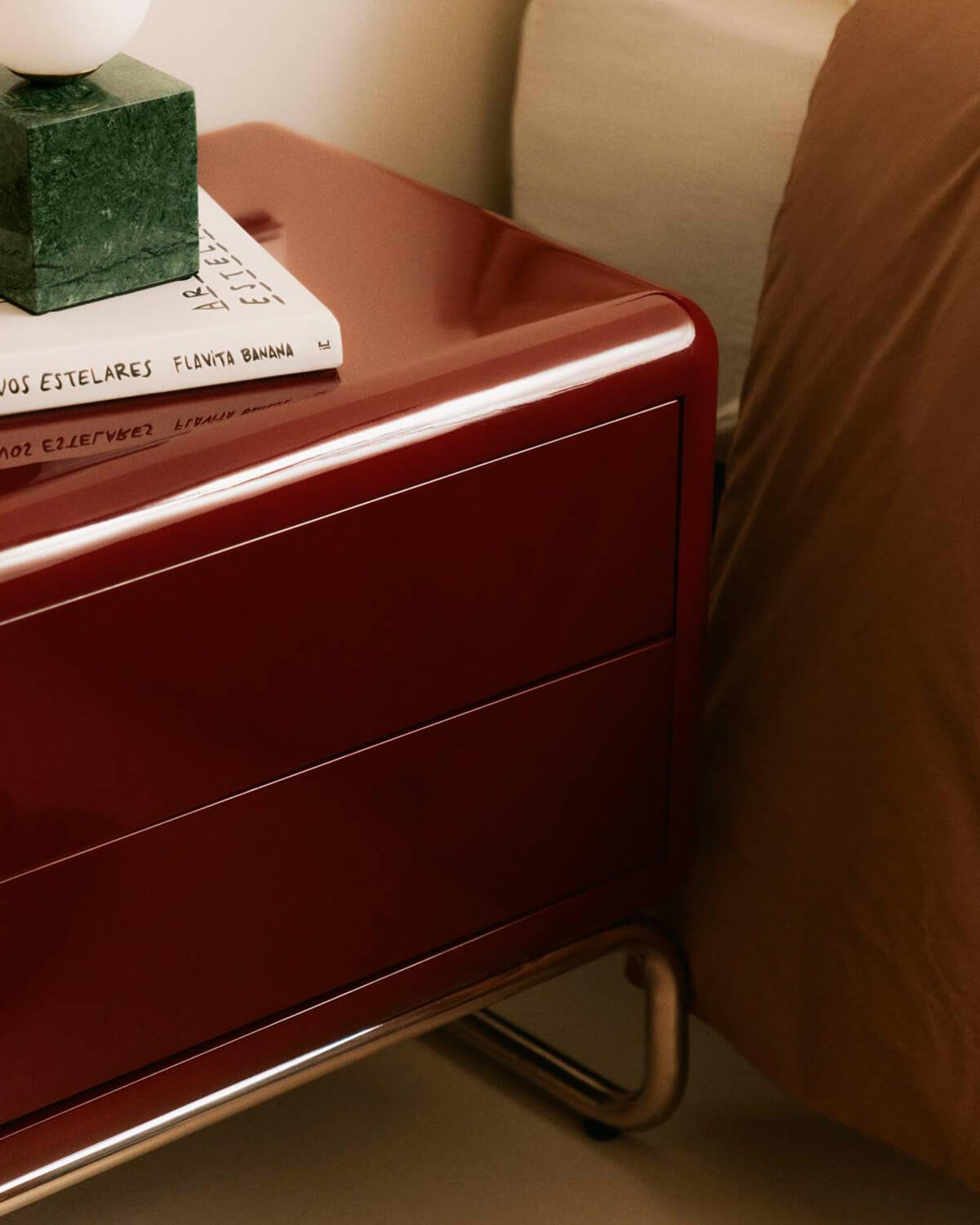 Bedside Table With 2 Drawers in Wood and Metal (55x40 cm) Candela Colours, gallery image 3