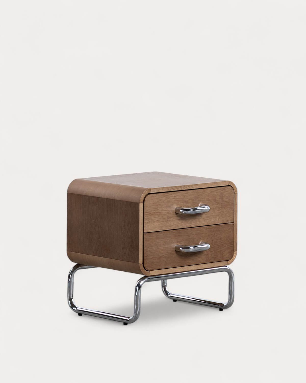 Pack of 2 Bedside Tables with Wooden and Metal Drawers (50,5x45,5 cm) Tober, gallery image 1