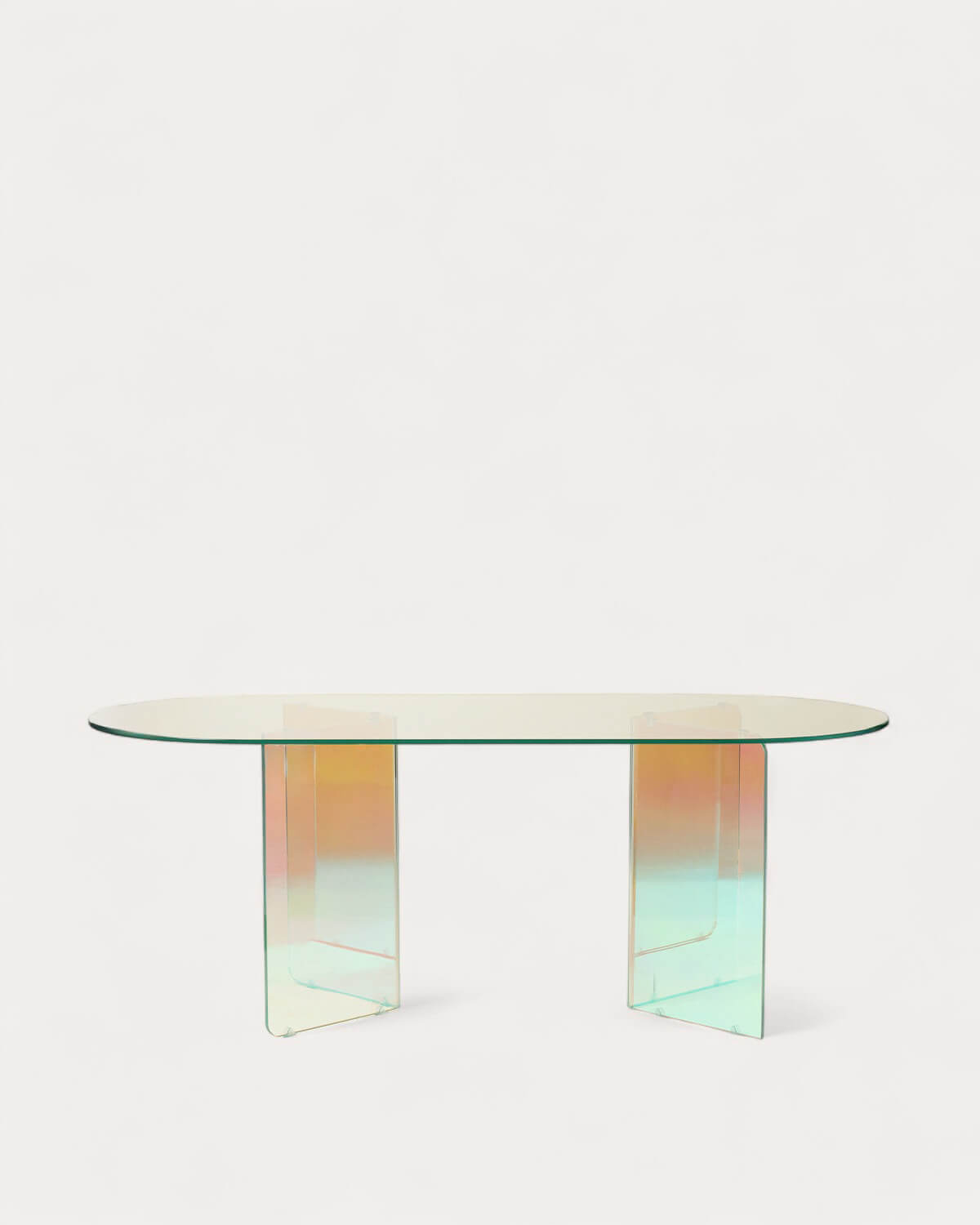 Oval Iridiscent Tempered Glass Dining Table (200x90 cm) Iris, gallery image 5