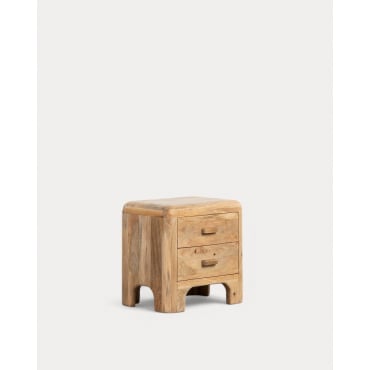 Pack of 2 Mango Wood Bedside Tables with Drawers (54.5x40 cm) Reichel Natural Mango - The Masie