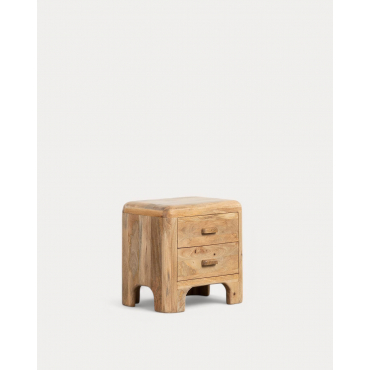 Bedside table with 2 Mango wood drawers (54.5x40 cm) Reichel Natural Mango - The Masie
