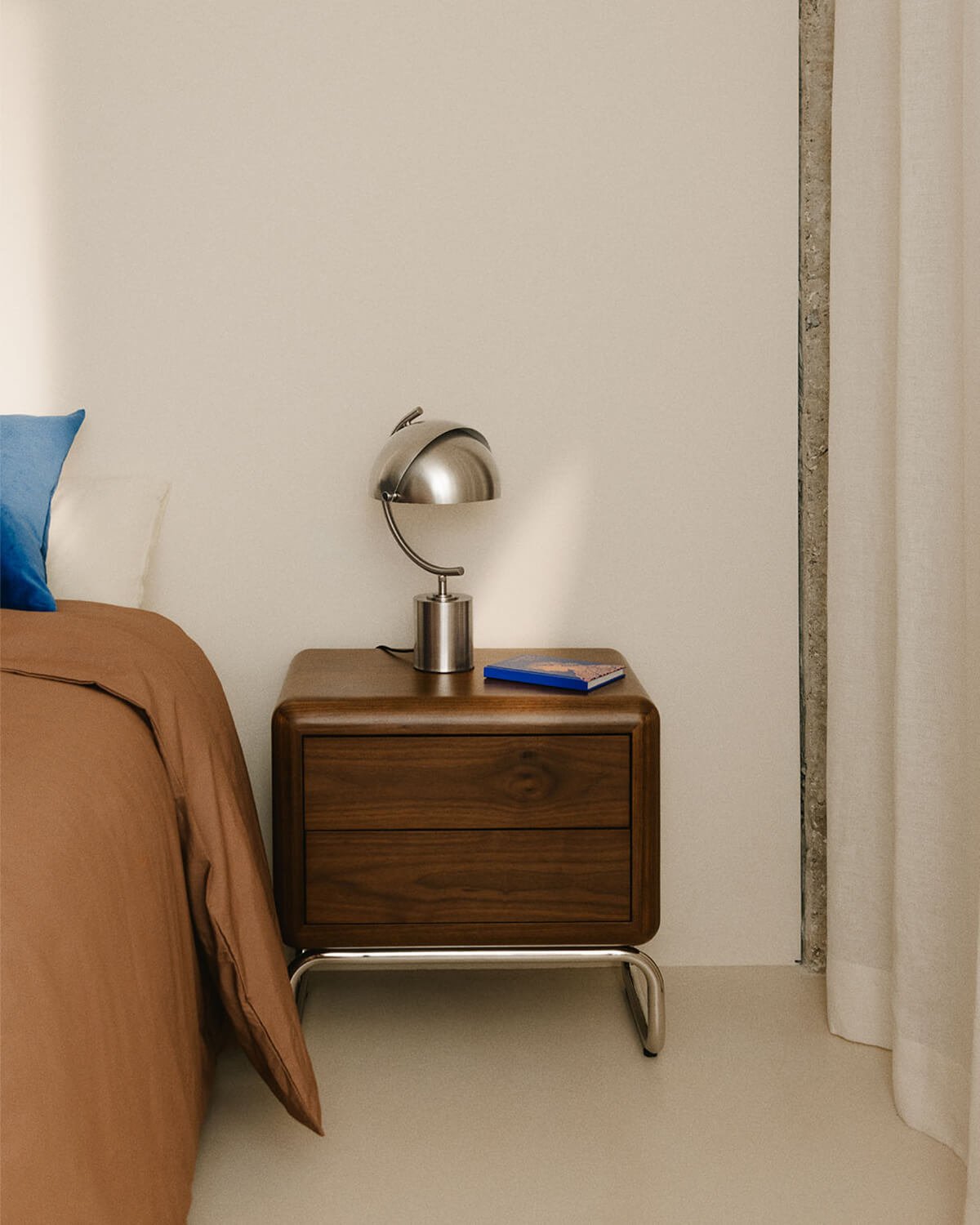Bedside Table with Wooden and Metal Drawers (55x40 cm) Candela, gallery image 2