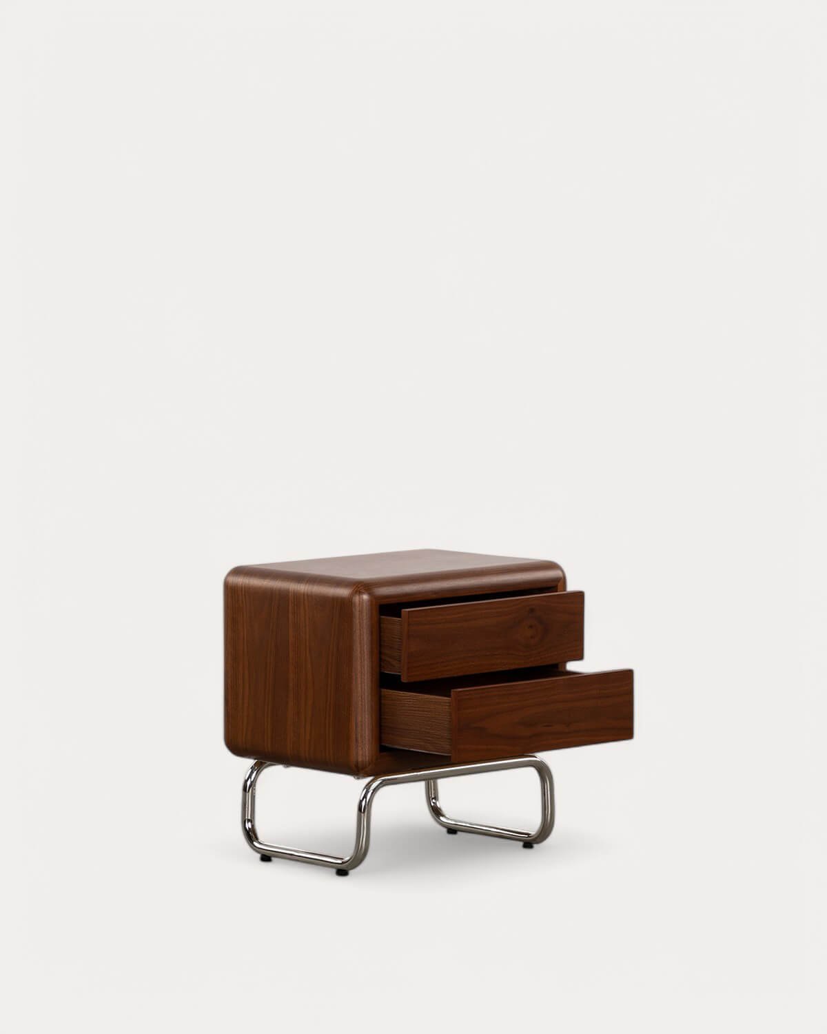 Pack of 2 Bedside Tables with Wooden and Metal Drawers (55x40 cm) Candela, gallery image 4