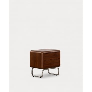 Pack of 2 Bedside Tables with Wooden and Metal Drawers (55x40 cm) Candela Dark Wood - The Masie