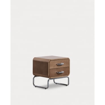 Pack of 2 Bedside Tables with Wooden and Metal Drawers (50,5x45,5 cm) Tober Light Wood - The Masie