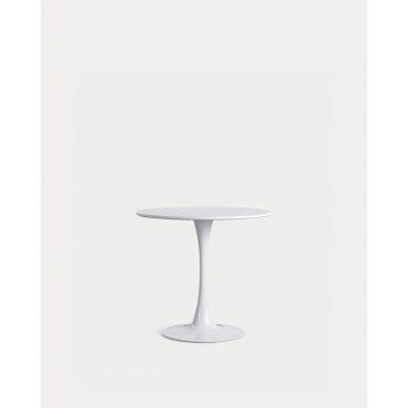 Round Wood and Fiberglass Table (Ø80 cm) Chess Edition White - The Masie