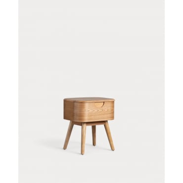 Pack of 2 Wooden Bedside Tables with Drawer (45,5X36 cm) Tika Natural Wood - The Masie