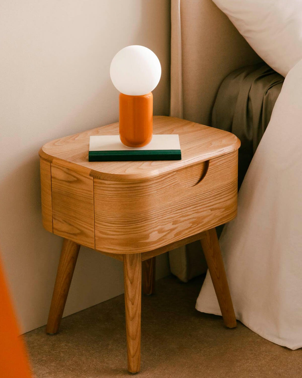 Pack of 2 Wooden Bedside Tables with Drawer (45,5X36 cm) Tika, gallery image 2