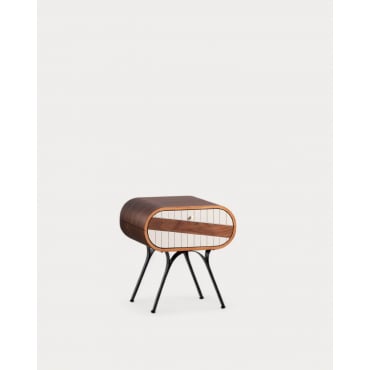 Nightstand with Drawer in Wood and Metal (45x42,5 cm) Inari Medium Wood and White - The Masie