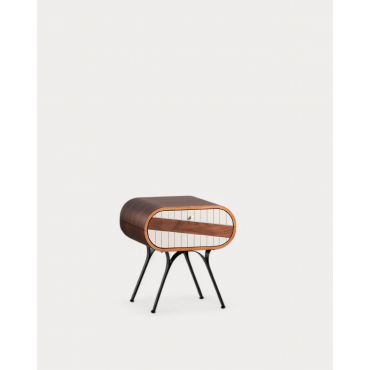 Pack 2 Bedside Tables with Wooden and Metal Drawer (45X42,5 cm) Inari Medium Wood and White - The Masie