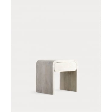 XL Bedside Table with Drawer in Mango Wood (61x45.5 cm) Vanile White Mango - The Masie